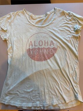 ALOHAS Mint Short Sleeve Tee with Faded Pink Logo